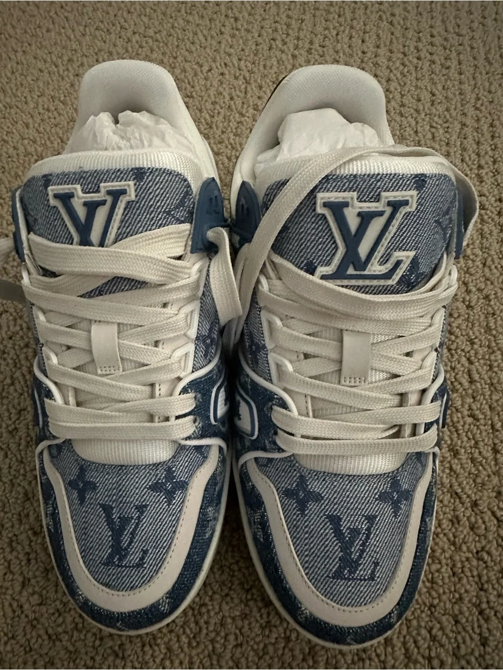 Louis Vuitton Women’s Denim Blue Monogram Trainer Sneakers
